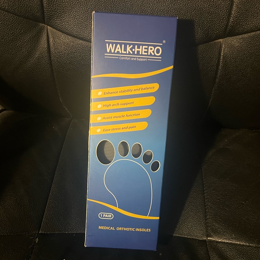 Walk Hero Comfort & Support Medical Orthotic Insoles Size F Men's 11-11.5 Gray
